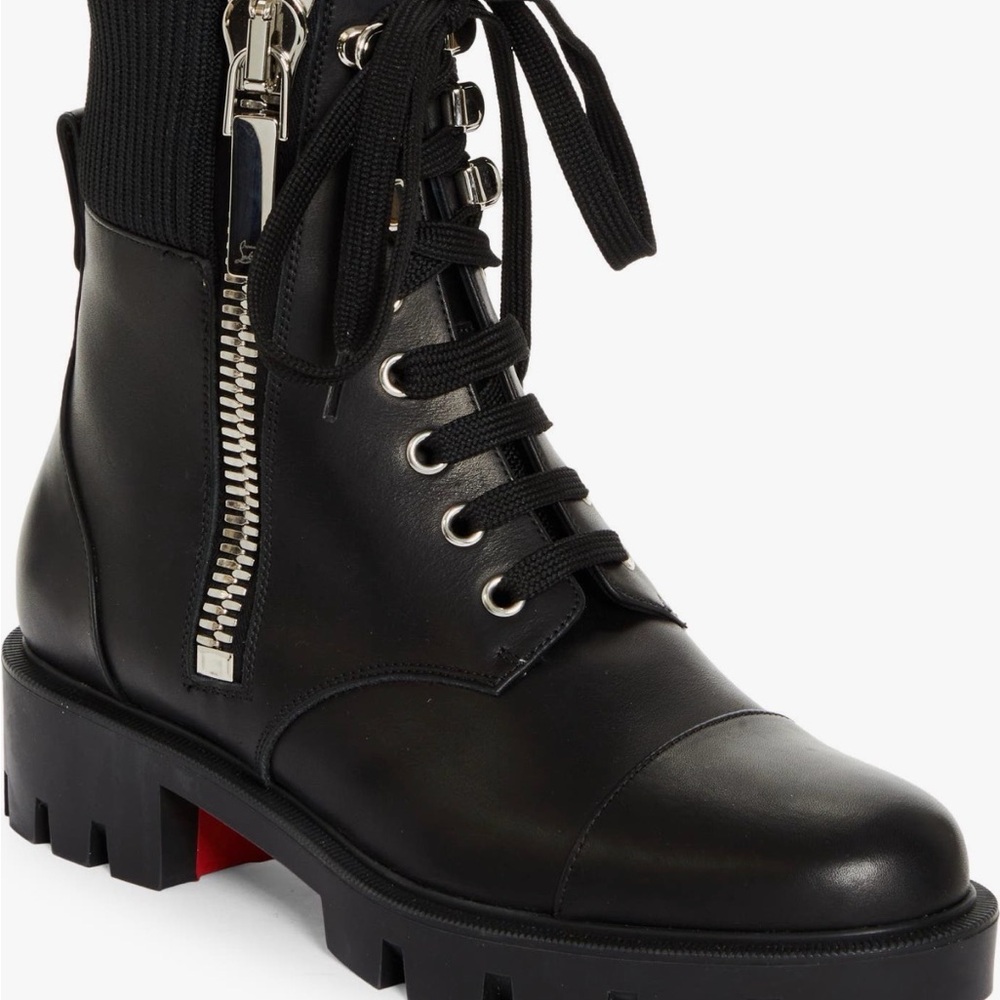 Christian Louboutin Black Leather Combat Boots